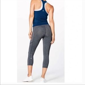 Lululemon Speed Up Crop Heathered Black Gray Leggings Size 4